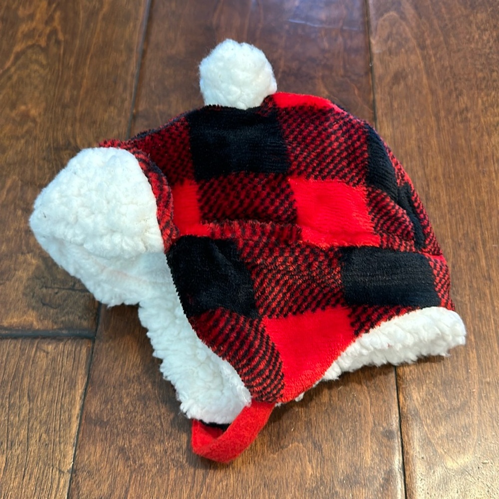 Red and Black Buffalo Plaid Beanie for Baby